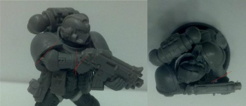 Converted Space Marine with cuts shown